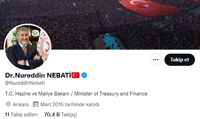 Nebati, bakan olduktan sonra takipçi sayısı iki günde 70 bini geçti