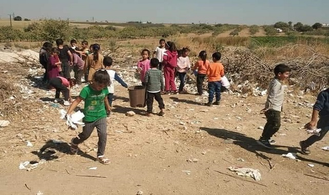 Ceylanpınar bu kez çöp toplatılan öğrencilerle gündemde