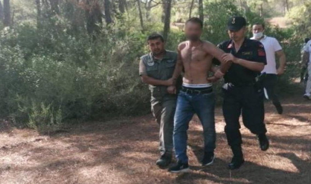 Orman yakmaya çalışan şahıs yakalandı