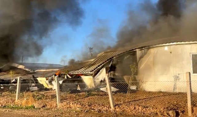 Suruç'ta şantiye yangını! Konteyner küle döndü