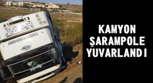 Kayan kamyon şarampole devrildi