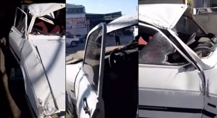 Kontrolden çıkan araç taklalar atarak durabildi