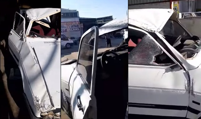 Kontrolden çıkan araç taklalar atarak durabildi