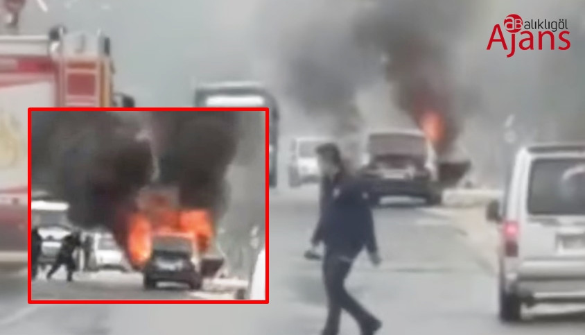 Seyir halinde yanan aracın sürücüsü son anda kurtuldu