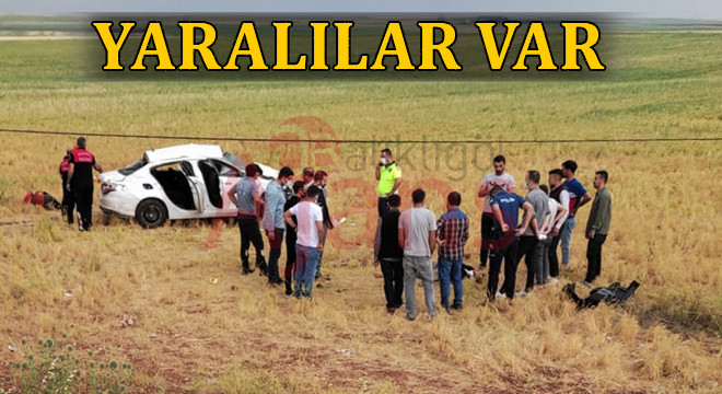 Siverek yolunda kaza: Otomobil tarlaya uçtu
