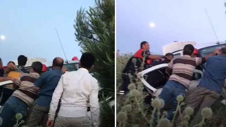 Karaköprü'de feci kaza: Araç içinde sıkıştılar