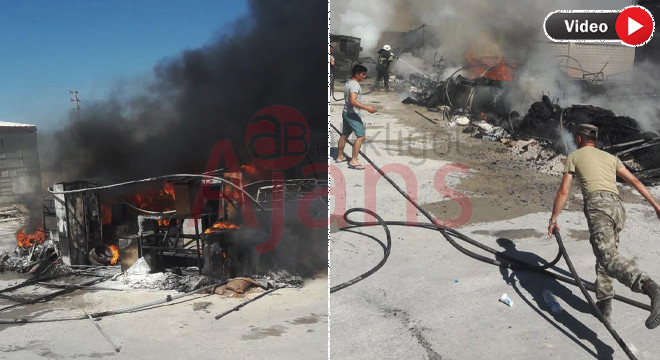 Akçakale'de askerlerin kaldığı çadır kentte yangın