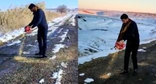 Kuşlar aç kalmasın diye buğday bıraktılar