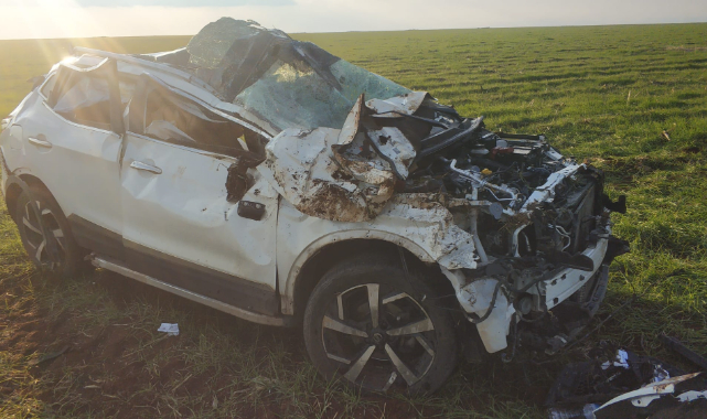 Siverek Hilvan arasında feci kaza! Takla atarak durabildi