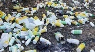 Doğal alanlara atılan zirai ilaç kutuları tehlike saçıyor