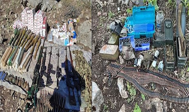 Mağaradan silah ve cephanelik çıktı