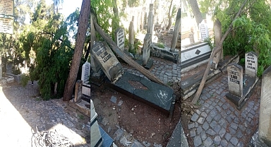 Şanlıurfa'da etkili olan fırtına mezarları da vurdu