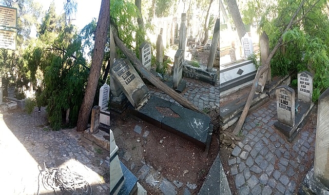 Şanlıurfa'da etkili olan fırtına mezarları da vurdu