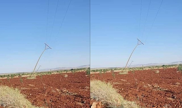 Bozova'da eğilen elektrik direkleri köylünün korkulu rüyası oldu