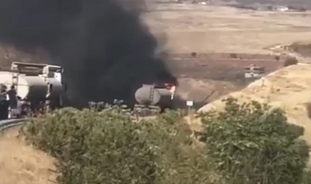 Yakıt dolu tanker alevlere teslim oldu