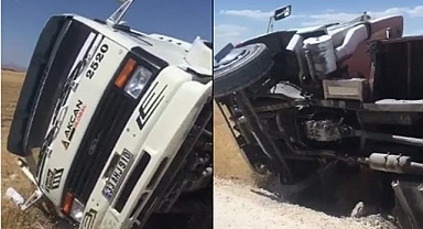 Şanlıurfa'da ilginç kaza! Düz yolda devrildi