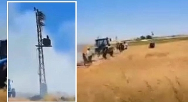 Trafodan düşen kıvılcım tarlada yangına neden oldu