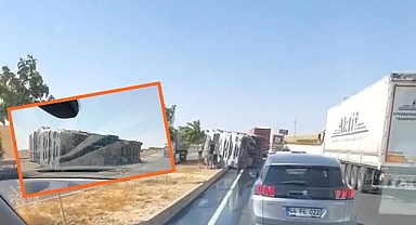 Urfa'da kontrolden çıkan TIR karşı şeride geçti
