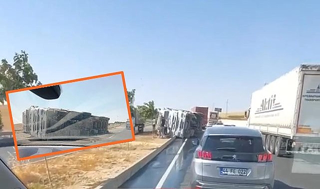 Urfa'da kontrolden çıkan TIR karşı şeride geçti