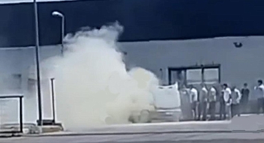 Siverek'te muayene istasyonuna giden araç yandı