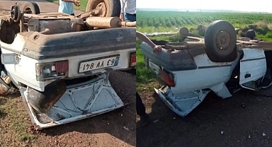 Hilvan kırsalında araç takla attı