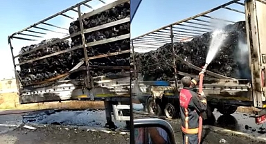 Seyir halindeki tırda yangın! İtfaiye seferber oldu