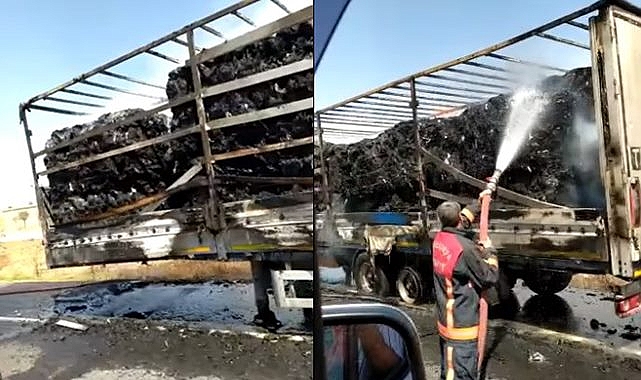 Seyir halindeki tırda yangın! İtfaiye seferber oldu