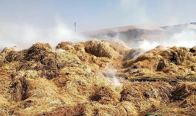 Urfa'da saman yüklü tır'da yangın