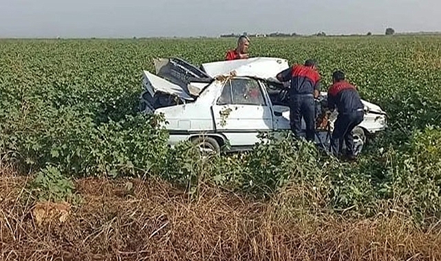 Urfa'da kontrolden çıkan araç pamuk tarlasına girdi