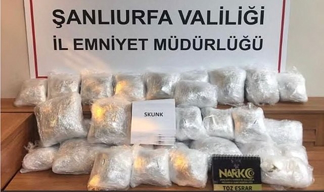 Şanlıurfa'da dev operasyon! 20 kg Skunk ele geçirildi