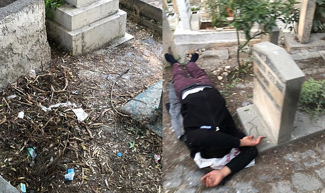 Şanlıurfa'da mezarlıkta yürek sızlatan görüntü!