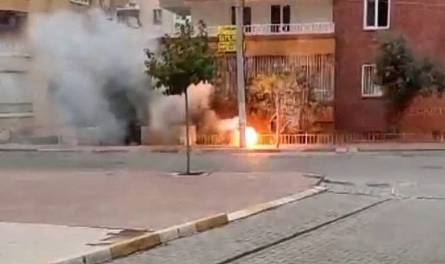 Urfa'da elektrik direğinde yangın ve patlama