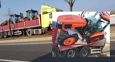 Hilvan yolunda traktör yükü tır kaza yaptı