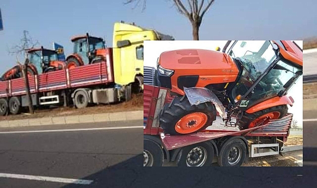 Hilvan yolunda traktör yükü tır kaza yaptı