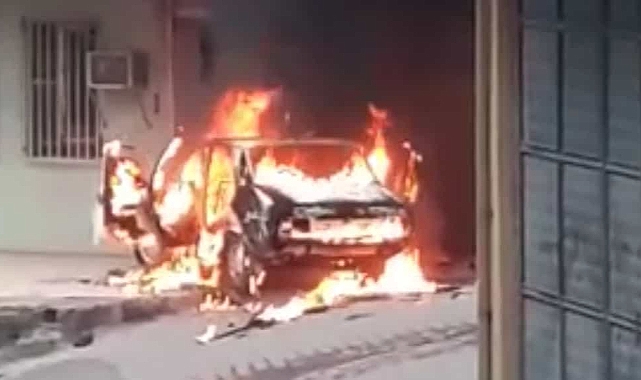 Urfa'da bir araç cayır cayır yandı