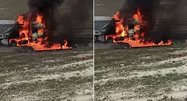 Şanlıurfa'da bir tır alev topuna döndü