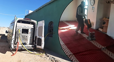 Viranşehir’de kırsal mahalle ibadethanelerinde temizlik çalışması