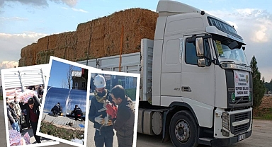 Afetzedelere hayvan çadırı ve yem dağıtımı devam ediyor