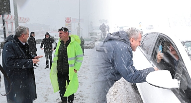Başkan Beyazgül, sahada karla mücadele çalışmalarını inceledi