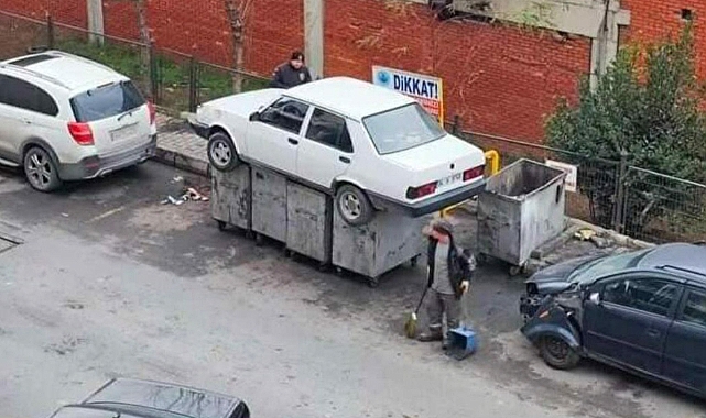 İlginç olay! Öfkeli esnaf aracı çöpe attı