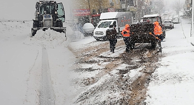 Viranşehir Belediyesi, kar yağışına müdahalesini sürdürüyor
