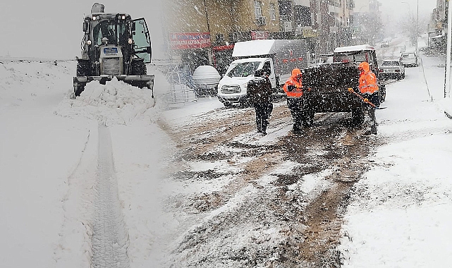Viranşehir Belediyesi, kar yağışına müdahalesini sürdürüyor