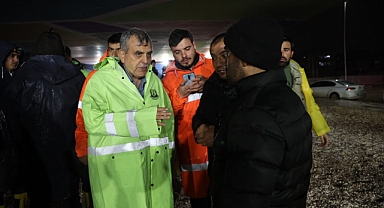Beyazgül, gece boyunca sahada çalışmaları yönetti 