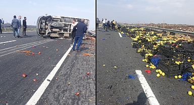 Şanlıurfa’da kontrolden çıkan kamyonet devrildi