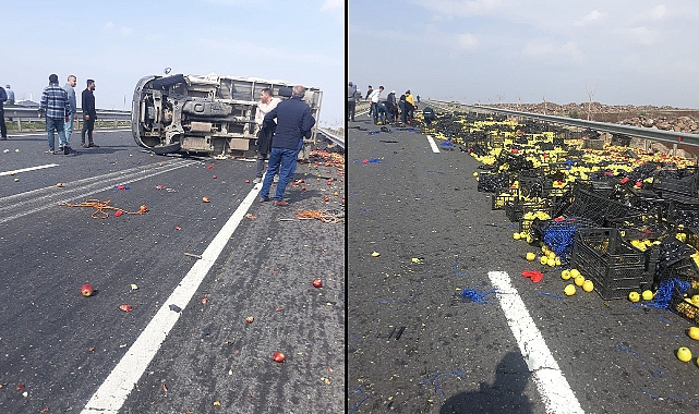 Şanlıurfa’da kontrolden çıkan kamyonet devrildi