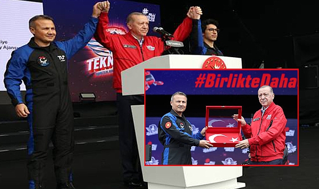 Cumhurbaşkanı Erdoğan, Uzay yolcularına Türk bayraklarını teslim etti