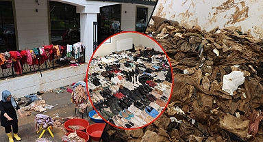 Selden zarar gören ürünler temizlenerek ihtiyaç sahiplerine ulaştırılıyor