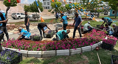 Eyyübiye parkları çiçeklerle renkleniyor