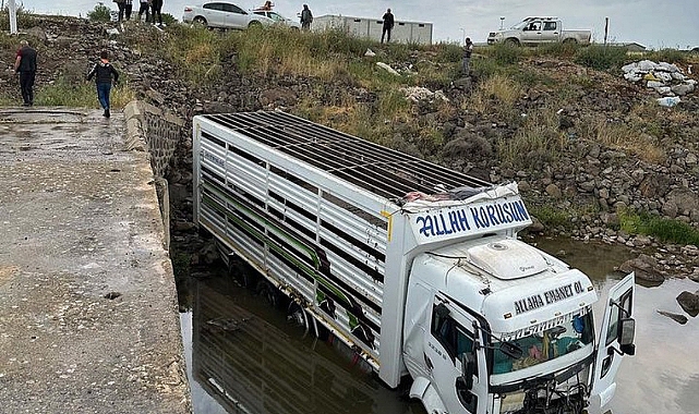 Siverek'te kamyon köprüden aşağı düştü!