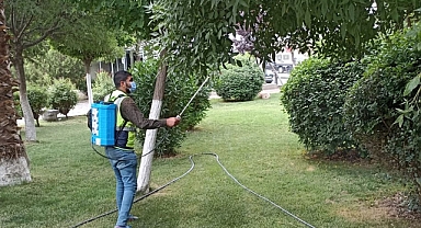 Viranşehir’de parklarda ilaçlama çalışması sürüyor